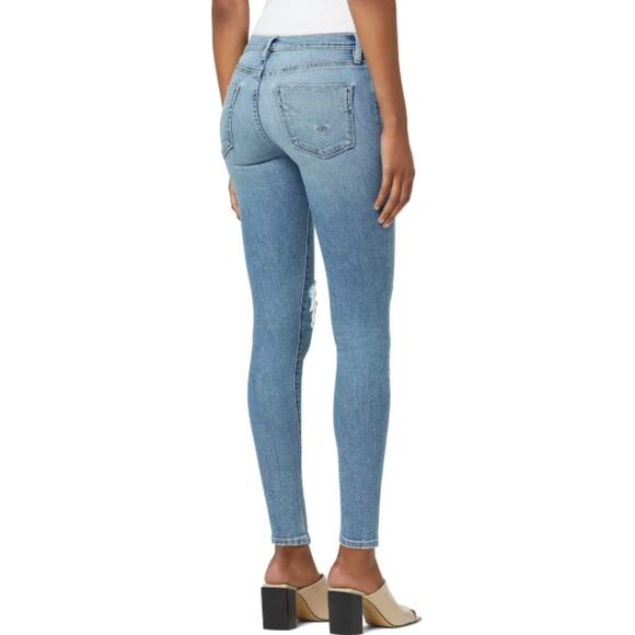 Hudson Nico Distressed Knee Blue Super Skinny Jeans - Picture 3 of 11